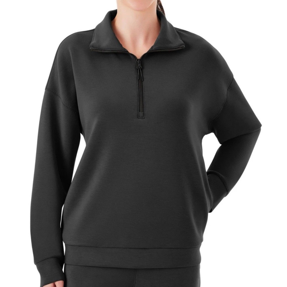 Member's Mark Women's Moisture Wicking Sandwash Quarter Zip Pullover Black